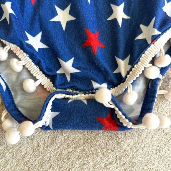 Pat Pat Baby Girl Red, White & Blue Stars and Stripes Romper - Picture 5 of 6
